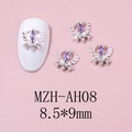 Detailed view of silver crown nail charms with purple marquise zircon, size 8.5x9mm - Silver Base Purple Rhinestone (AH08)