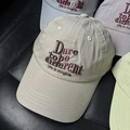 Close-up of high-quality embroidery detail on khaki washed cotton baseball cap - Light Khaki
