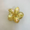 Translucent yellow frangipani hair claw clip with iridescent finish for women - Approx. 8x7x4cm / Iridescent Clear Champagne Gold