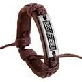 Handmade brown PU leather woven bracelet featuring a silver Best Friend engraved metal plate - best friend