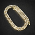 Detail van 4 mm dubbele rij tennis ketting met goudlaag en zirkonia stenen - Goud / 18 Inch (45cm)
