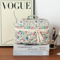 Floral quilted cosmetic bag with large capacity and soft handle in vintage style - Large Handbag