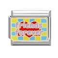 Charm modulare italiano in acciaio con cuore rosso e scritta Friends Forever - Amici Per Sempre