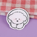 Cute white Bichon dog acrylic badge with fluffy fur details on purple background - Bichon Dog 5