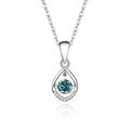 Elegant silver teardrop necklace with blue-green gemstone and pink stone detail - 925 Silver / White Gold Color (Blue Green Moissanite)