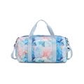 Waterproof travel duffel bag with blue and pink marble print for fitness and sports - Light Blue Marble