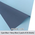 Royal blue and navy two-tone waterproof flower wrapping paper, 20 sheets pack, 56x56cm size - Royal Blue + Navy