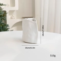 White ceramic paper bag vase for Christmas decor with gold rim and 18cm height - White Small
