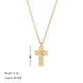 Vergulde kruisketting met ingelegde kristallen en een verstelbare ketting - Goud