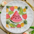 Square paper napkins with vibrant summer fruit patterns like watermelon and pineapple - Summer Fruit (1074)