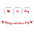 Striscione rosso glitter Happy Valentines Day con cuori e dettagli sulle dimensioni - Ghirlanda Snodata Luccicante Happy Valentine's Day
