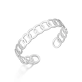 Close-up of silver titanium steel open cuff bracelet with interlocking circle links - 18K Gold / Silver