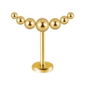 Labret curvado de acero dorado con siete esferas graduadas sobre una base plana pulida - 0.8x6mm / Dorado