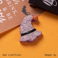 Purple wizard hat resin charm with white spider web and orange pom-pom for Halloween DIY - Purple Witch Hat
