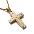 Hiphop stainless steel cross necklace with silver and gold two-tone finish and rope chain - Gold And Silver Two Tone Cross Pendant (No Chain) (KP80773-K)