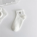 Women's white low cut cotton socks featuring delicate bow embroidery detail - White - Bow