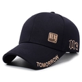Navy blue baseball cap with 3D embroidery featuring tomorrow and ny letter design - Adjustable / Navy Blue