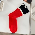 Color-block cotton skateboard socks in red and blue with a white letter T label - One Size / Red