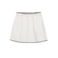 Falda corta de punto para mujer en color crema con costuras bordadas negras en contraste - S / Bottoms