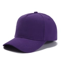 Structured dark purple baseball cap with five-panel twill cotton fabric design - Adjustable / Purple Coarse Texture Five-Panel Blank