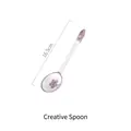 Purple floral ceramic spoon with wavy handle design, Japanese style, length 16.5cm - Purple Flower - Japanese Style Soup Spoon