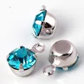 Set fai-da-te da 3 pezzi con ciondoli in zircone blu e castoni in rame argentato - 1 pezzo / Placcato argento con zircone blu acqua