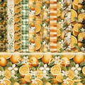 6-inch vintage scrapbook paper pad with orange and floral patterns, 24 sheets cardstock - 22011a 24 Sheets