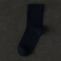 Solid navy blue antibacterial crew sock in breathable mesh cotton with ribbed cuff detail - One Size / Navy Blue