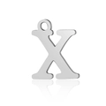 Polished stainless steel letter X charm pendant with jump ring in silver finish - Letter X(LA060-Xx5)