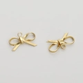 Pair of 14K gold-plated bow-knot metal pendants for DIY jewelry making and bracelets - Single Loop Bow (15x9mm)
