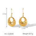 Detail showing dimensions of gold hollow relief earrings with size markings and weight - Gold Hollow Carved Pattern Earrings (HC-E10649)