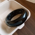 Minimalist thick round resin bangle in glossy black finish with mirror effect - Black