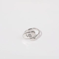 Silver adjustable ring with delicate lotus engraving and oval shaped metal ends - July / Birth Flower Ring