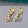 Orecchini a sospensione a cactus placcati in oro con zirconi colorati per donne eleganti - Stile Zirconi Multicolore