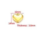 Polished golden stainless steel heart charm for DIY jewelry measuring 16x14x3.8mm - Polished Smooth Heart Pendant 14x16mm / 18K Gold