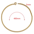 Golden 5mm Cuban chain link necklace with lobster clasp, 480mm length variant - 5mm Wide Chain - Gold