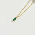 Minimalist gold necklace featuring an elliptical marquise emerald green gemstone pendant - Green (Gold)