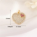 Colgante de corazón dorado con circonitas blancas y detalle rojo, 23,8mm x 21,12mm - Corazón Doble Circonita (H-11638)