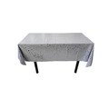 Rectangular white plastic tablecloth featuring shiny silver star patterns for parties - White with Silver Stars