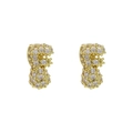 Sparkling 18k gold plated balloon letter F stud earrings with clear zircon stones - Letter F
