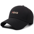 Classic black baseball cap with FBXS letter embroidery and curved brim for casual wear - Adjustable / Black