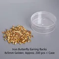 Set di 200 chiusure a farfalla dorate in ferro con scatola portaoggetti 4x5mm - Fermagli per orecchini dorati a forma di farfalla circa 200 pezzi con scatola