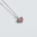 Collar con colgante de corazón plateado con circonitas de colores y cadena o fina - Corazón de Circonia Colorida (Color Plateado)