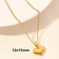 Polished 18k gold heart pendant necklace with 12x15mm dimensions for women - Polished Heart - Gold (S974-G+N22-G)