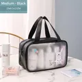 Wasserdichte Cartoon-PVC-Kosmetiktasche mit schwarzem Ledergriff, Größe M 25x9,5x15cm - Mittel / Schwarz
