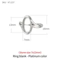 Oval 925 sterling silver ring blank base in platinum color for DIY jewelry 7x13mm - 7x13mm / White Gold