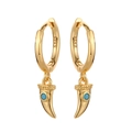 Boucles d'oreilles uniques en argent S925 plaqué or avec pierres de zircon vert - Doré