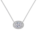 S925 sterling silver geometric perfume pendant necklace with oval halo cut zircon in white gold - Halo Oval