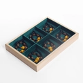 6-slot solid wood jewelry tray with dark green velvet interior for bracelet storage - Natural Wood 6-Grid Tray-Green Velvet