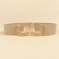Cintura elastica beige con fibbia in metallo dorato testurizzato per donna - Cachi (19765)
